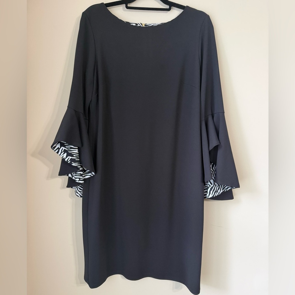Shelby & Palmer Black  Dress with Ruffle Sleeves 
Size 16